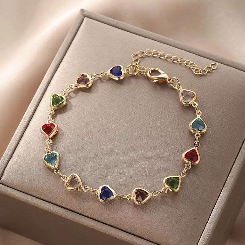 Colorful Cube Heart Bracelet – Stainless Steel Beaded Design for Everyday Charm or Gifting