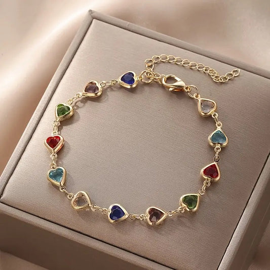 Colorful Cube Heart Bracelet – Stainless Steel Beaded Design for Everyday Charm or Gifting