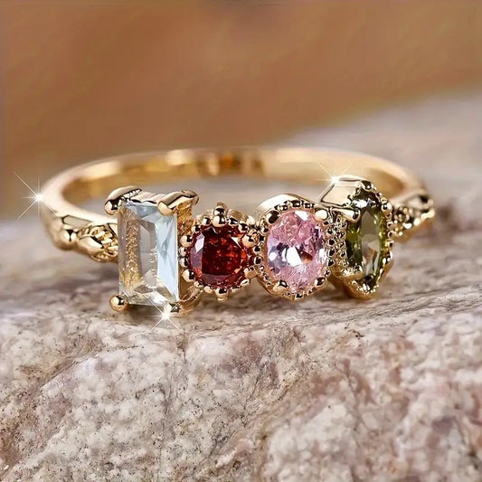 Vintage Gemstone Statement Ring – Retro-Inspired Elegance for Parties or Holidays