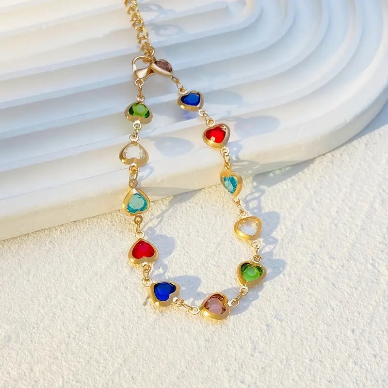 Colorful Cube Heart Bracelet – Stainless Steel Beaded Design for Everyday Charm or Gifting