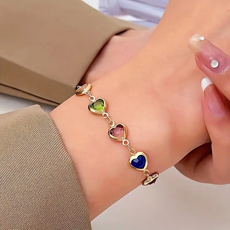 Colorful Cube Heart Bracelet – Stainless Steel Beaded Design for Everyday Charm or Gifting