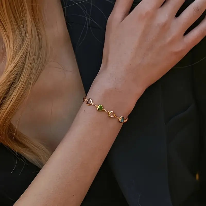 Colorful Cube Heart Bracelet – Stainless Steel Beaded Design for Everyday Charm or Gifting